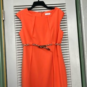 Calvin Klein sleeveless sheath great orange color